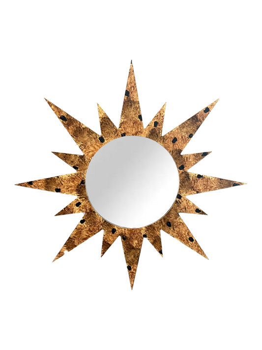 Small Bespoke Hand-Painted Sunburst Mirror in Tortoise