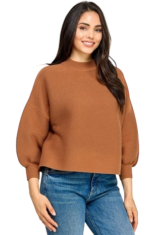Julia Ballon Sleeve Ribbed Sweater - 3 Colors!