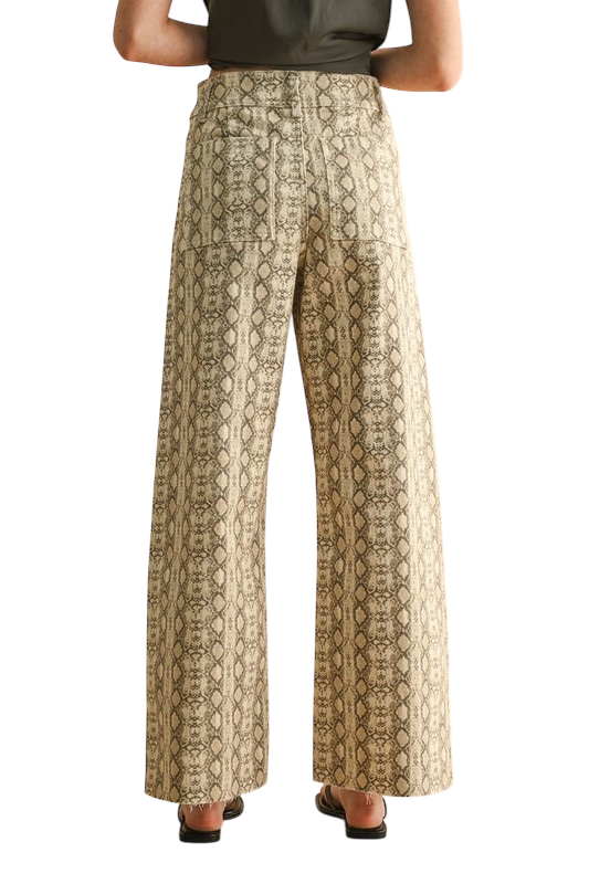 Snake Print Wide Leg Pant