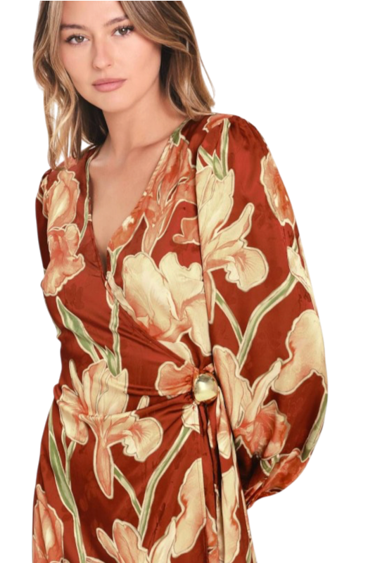 Iris Wrap Dress - Rust