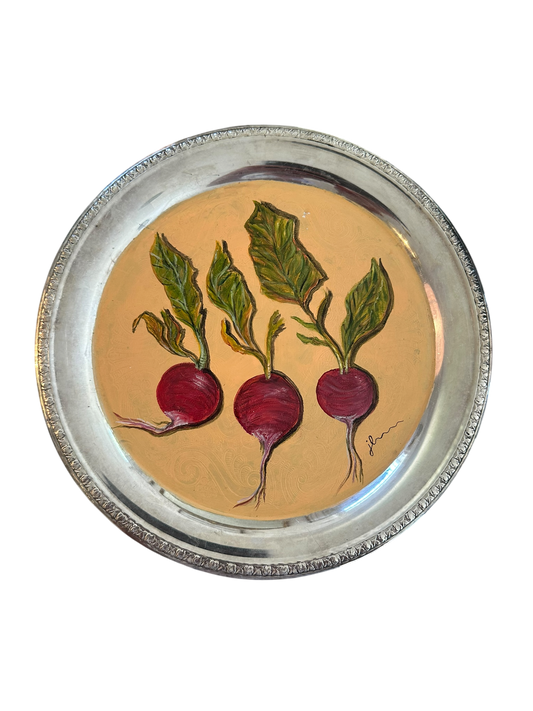 Jenn Leverett Art - Radishes on Silver II