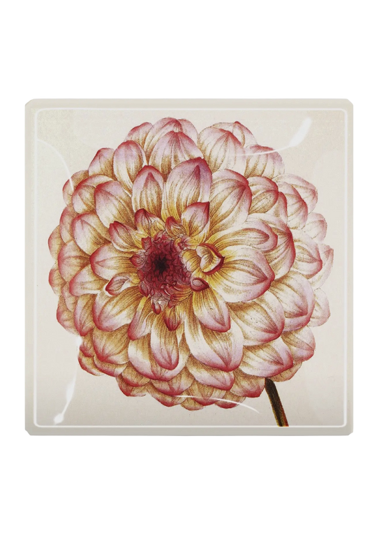 Pink Dahlia Decoupage Tray 6 x 6