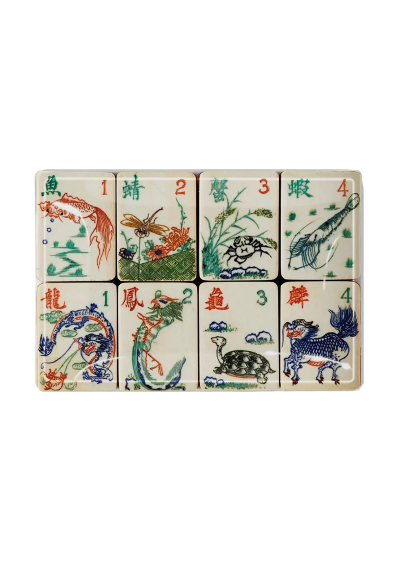 Mahjong #1 Decoupage Glass Tray