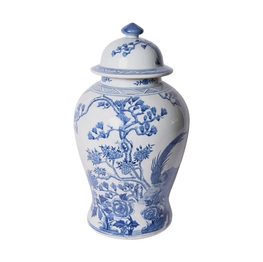 B&W Magnolia Pheasant Porcelain
Temple Jar