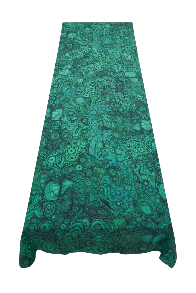 'Malachite' Linen Tablecloth in Emerald Green