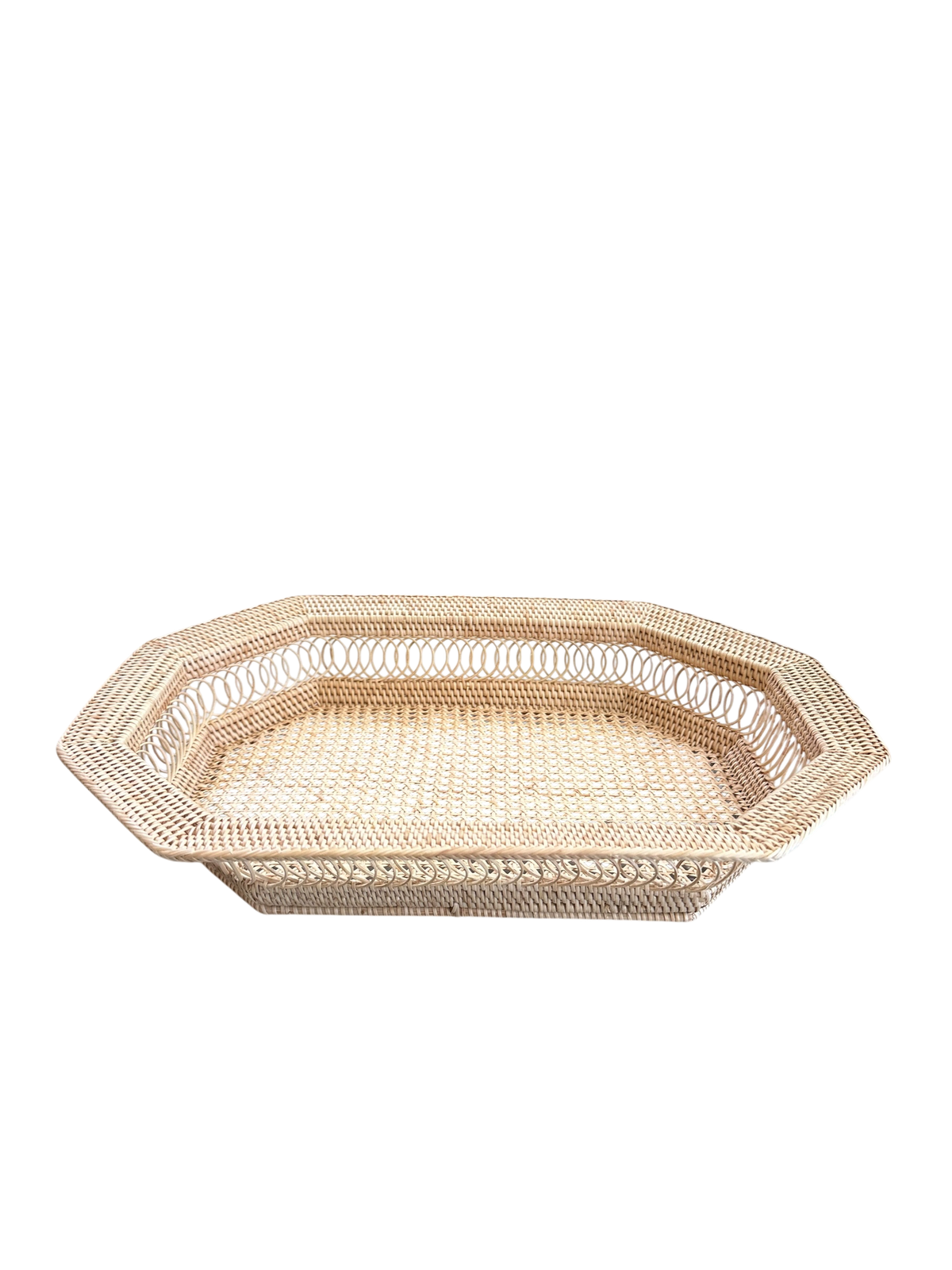 Large Rectangle Rattan Tray Basket