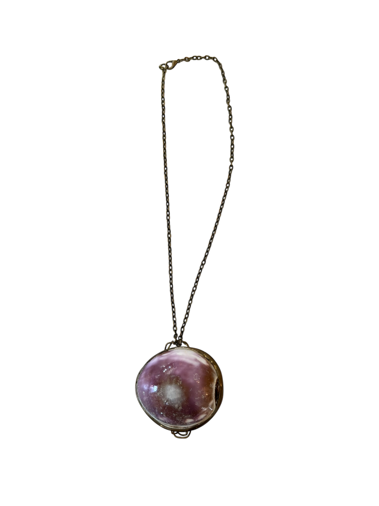 Antique Shell Pill Box Necklace