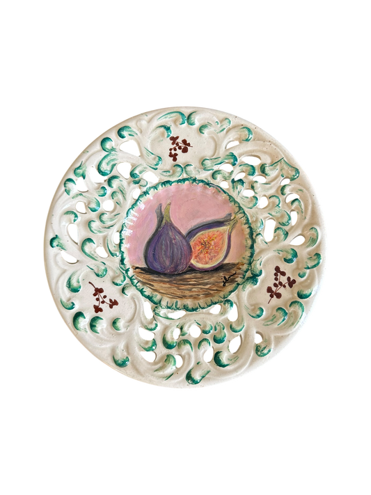 Jenn Leverett Art - Figs on Hand-Painted Plate II