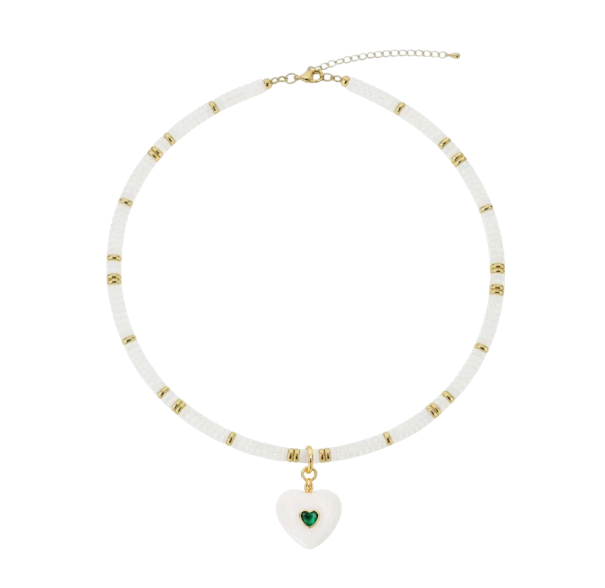 Beaded Heart Gem Necklace