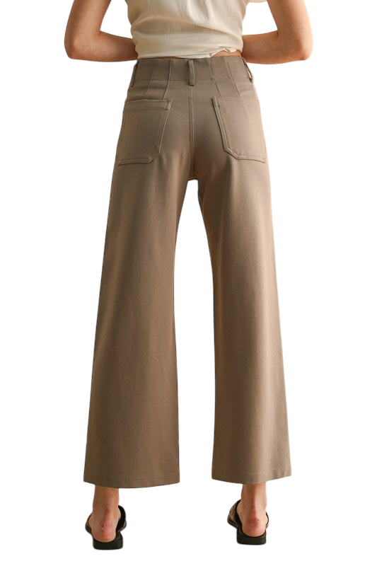 Wide Leg Cropped Pant - Mocha