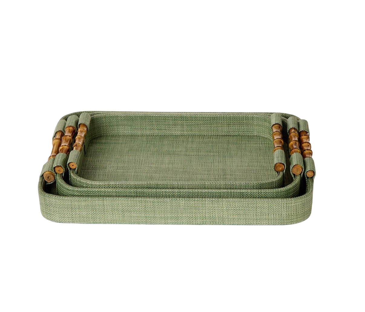 Green Woven Decorative Trays