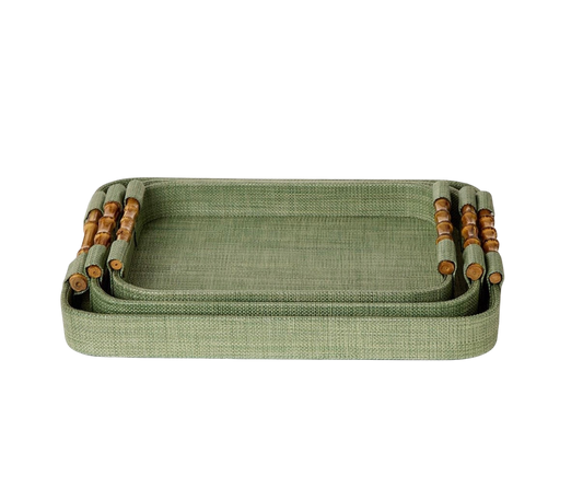 Green Woven Decorative Trays