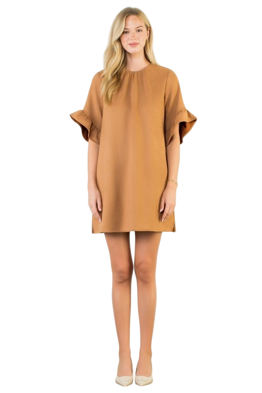 Short Sleeve Suede Romper Dress