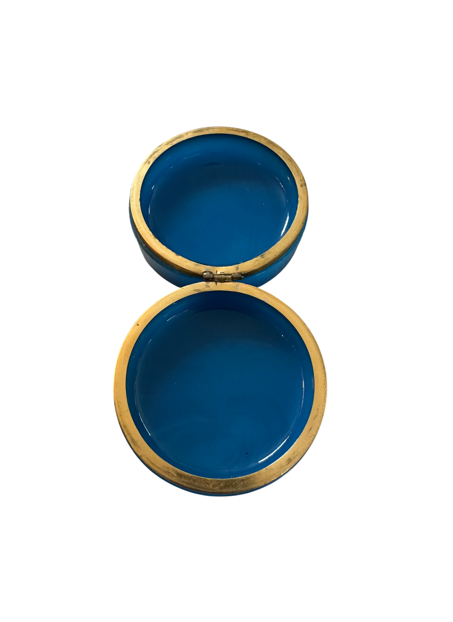 Antique Round Opaline Box - Blue