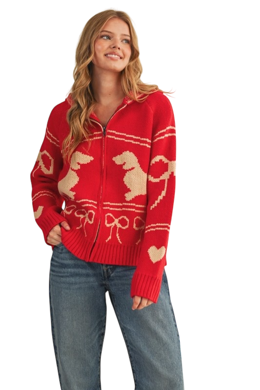 Dachshund Knit Cardigan With Hood