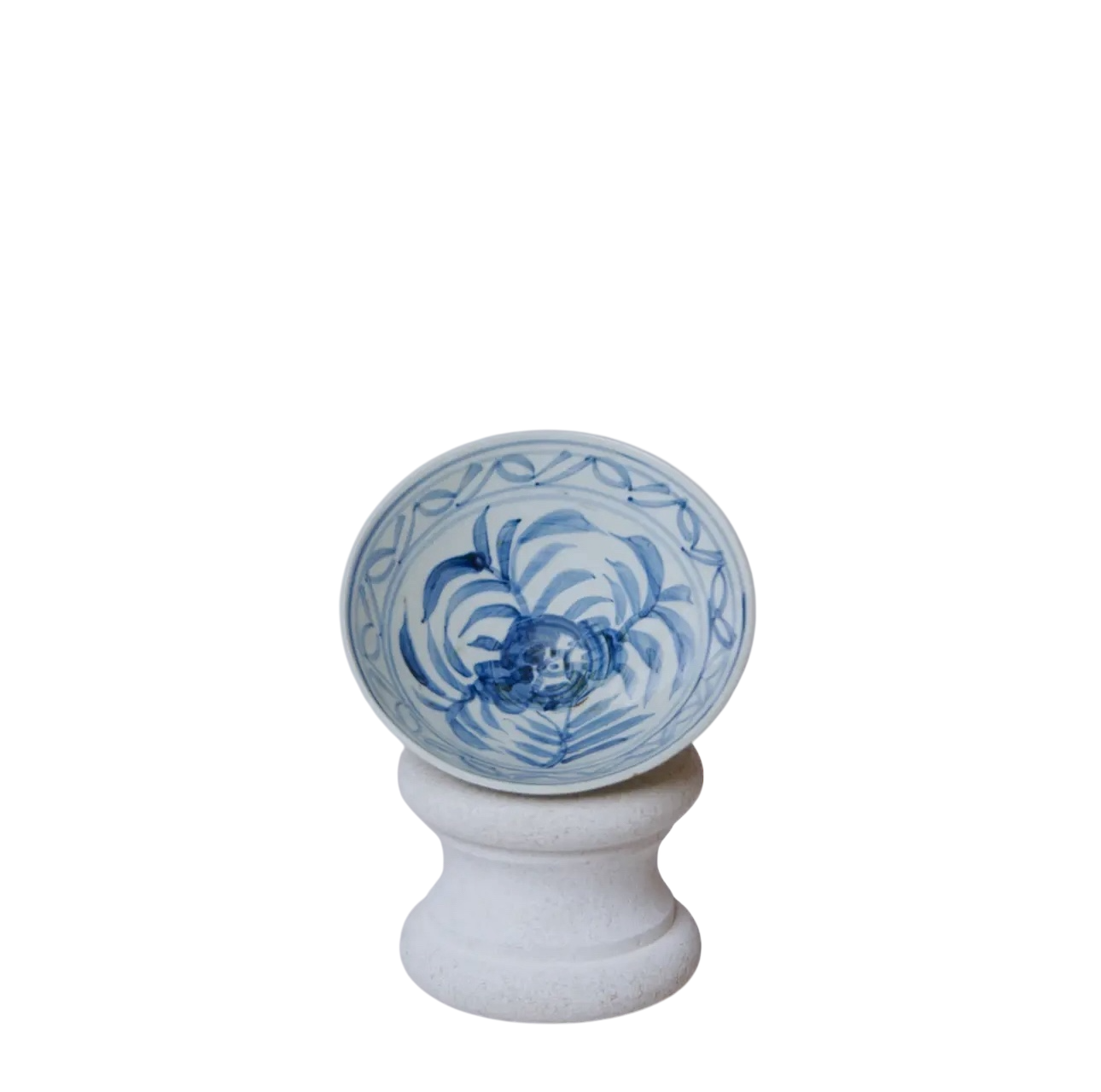 Blue & White Floral Conical Bowl