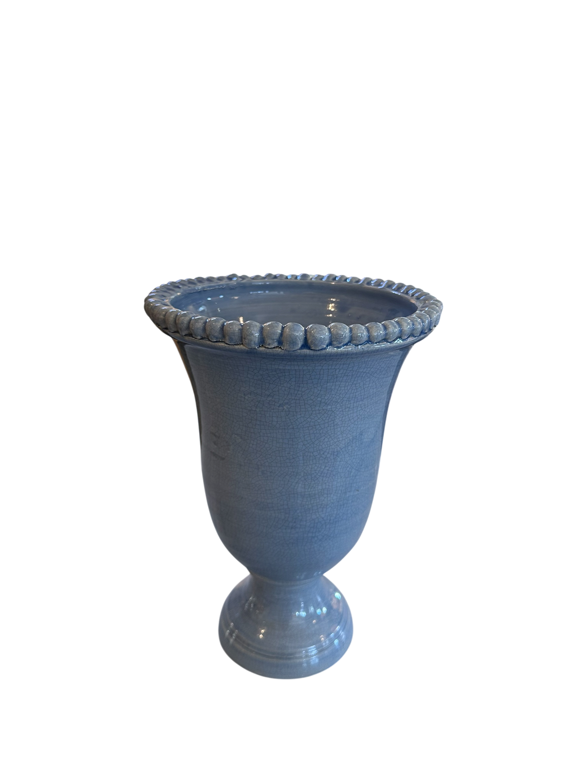 Blue Ceramic Beaded Vase