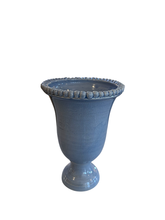 Blue Ceramic Beaded Vase