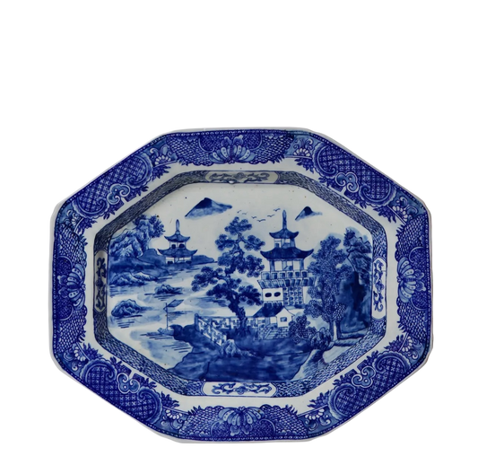 Large Blue & White Willow Ware Platter