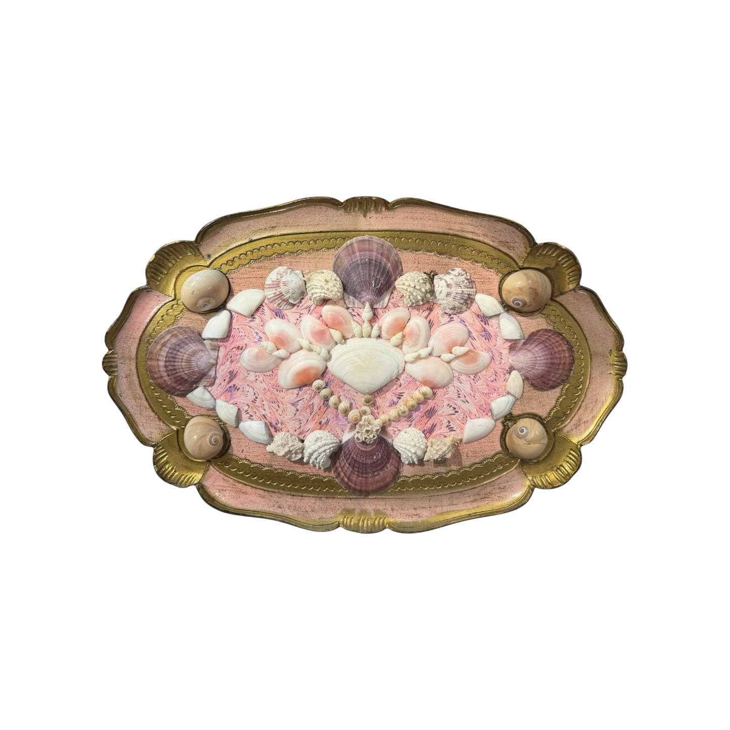 Jenn Leverett Art - Shell Encrusted/ Marbled Florentine Tray