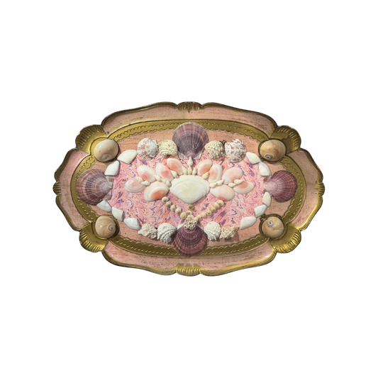 Jenn Leverett Art - Shell Encrusted/ Marbled Florentine Tray