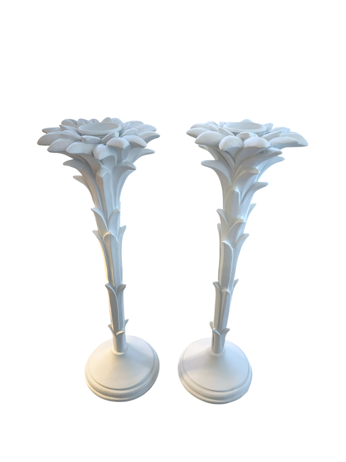 Plaster Palm Candlestick Pair