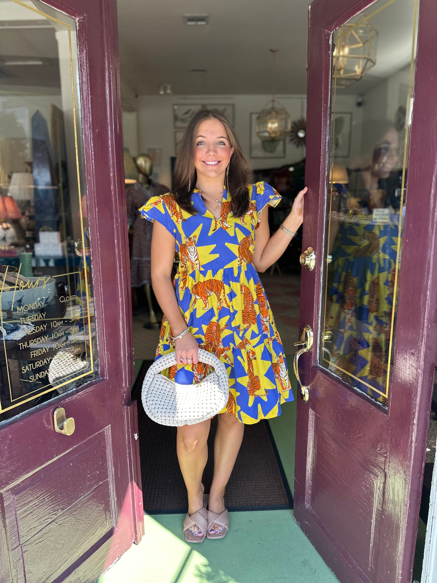 Jenny Flutter Sleeve Mini Dress -
Tiger Print