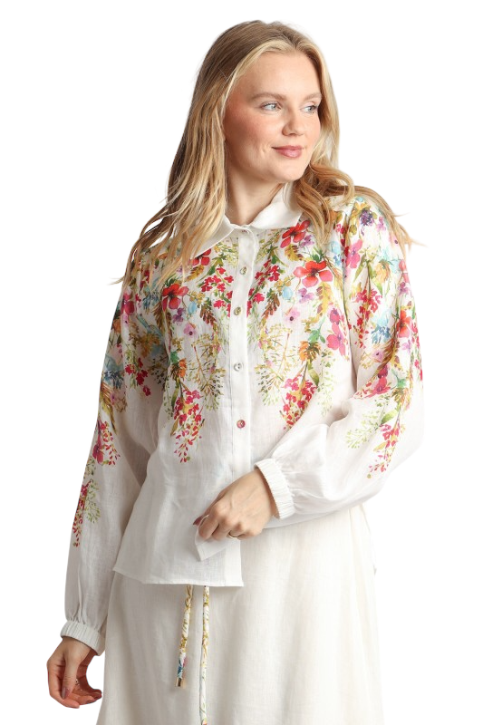 Multicolor Floral Linen Button Up