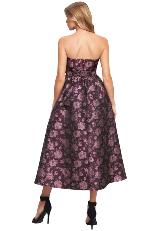 Rose Jacquard Midi in Plum