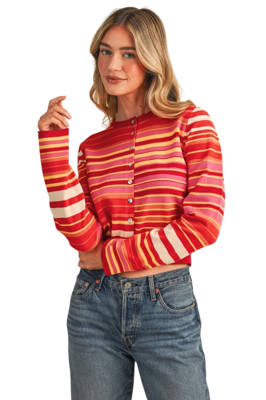 Multicolor Stripe Sweater Cardigan