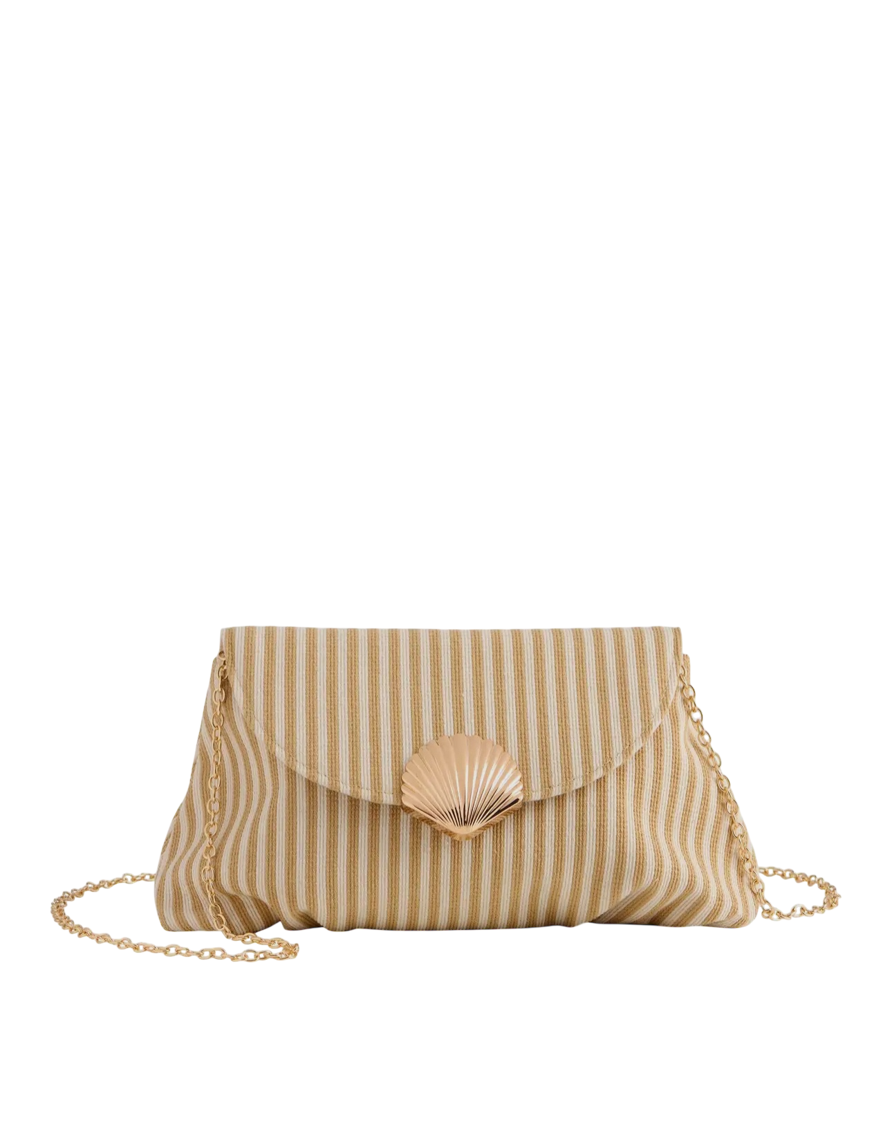 Stripe Shell Straw Clutch