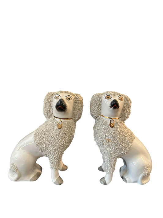 C. 1860 Staffordshire Confetti Poodle Pair - Petite III