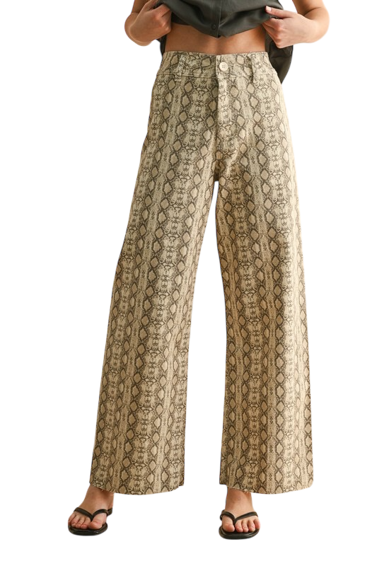 Snake Print Wide Leg Pant
