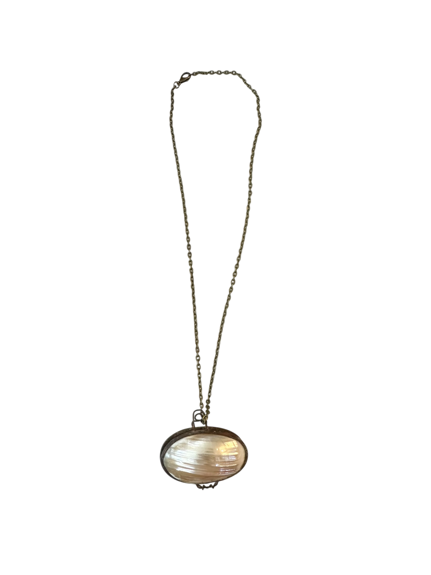 Antique Shell Pill Box Necklace