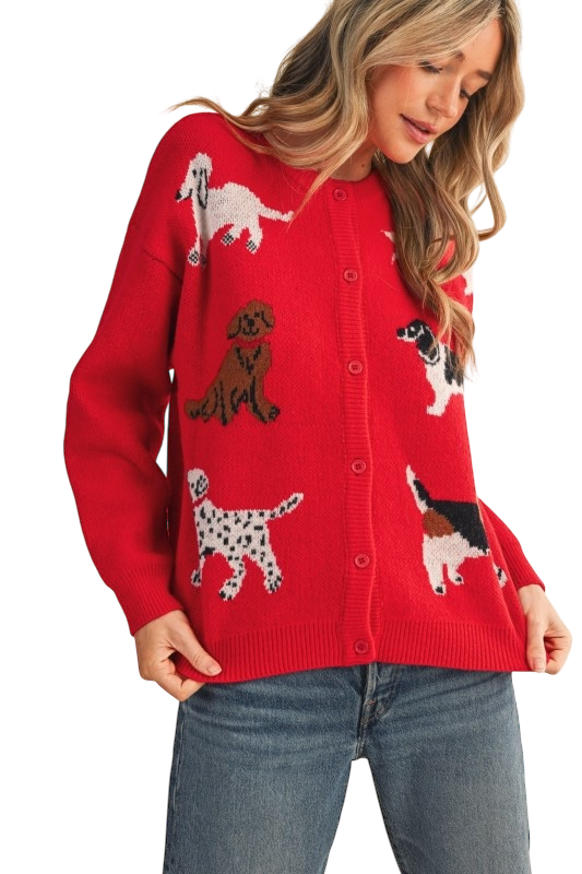 Dog Knit Sweater Cardigan