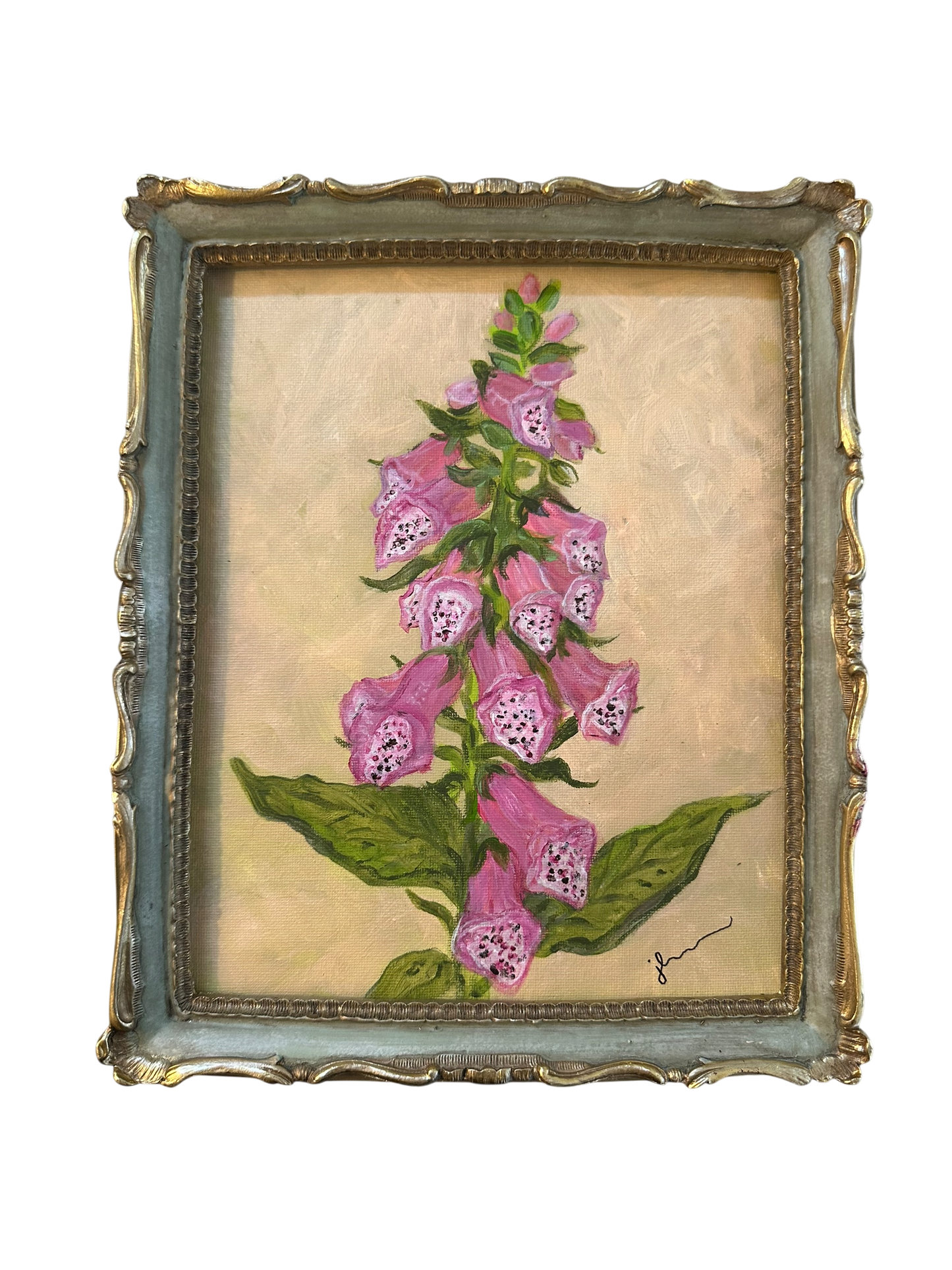 Jenn Leverett Art - Foxglove in Florentine Frame