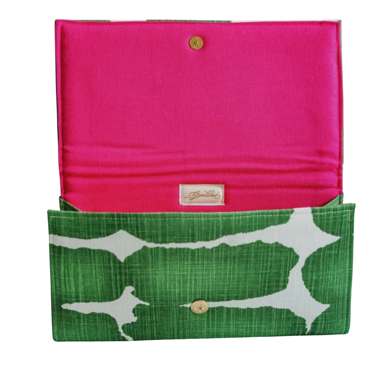 Green & White Clutch with Beaded Leopards