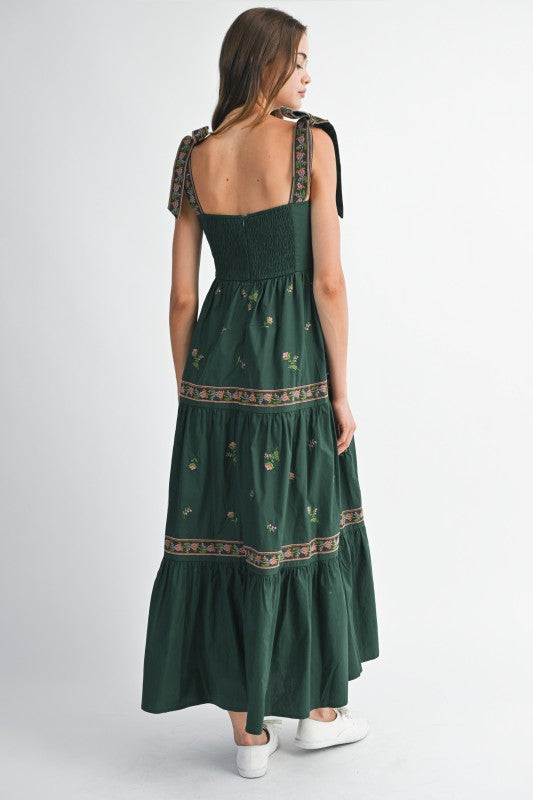 Embroidered Tiered Maxi Dress