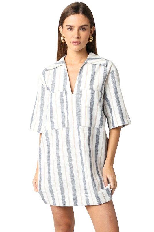Jules Striped Mini in Black Khaki