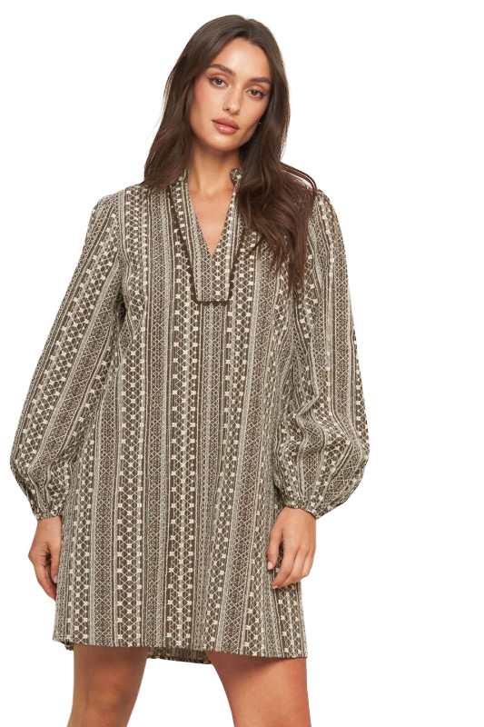 Chocolate Embroidered Textured Mini