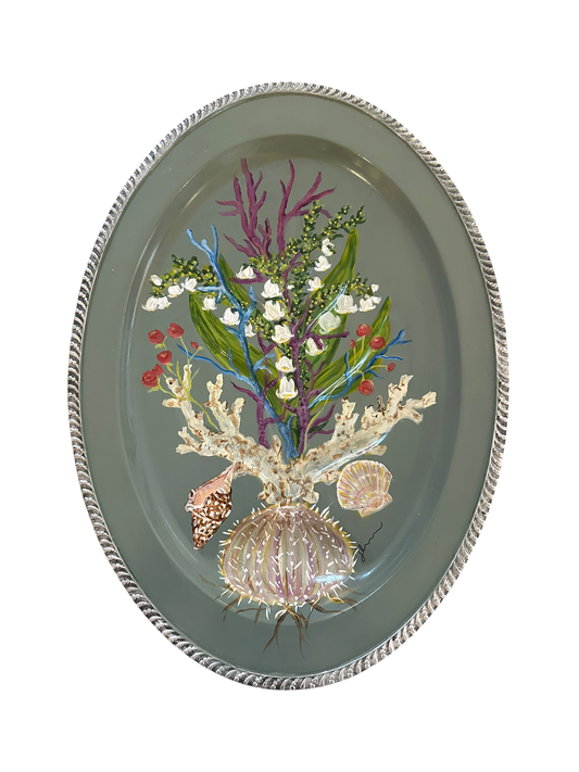 Jenn Leverett Art - Coral Tree on Silver Tray
