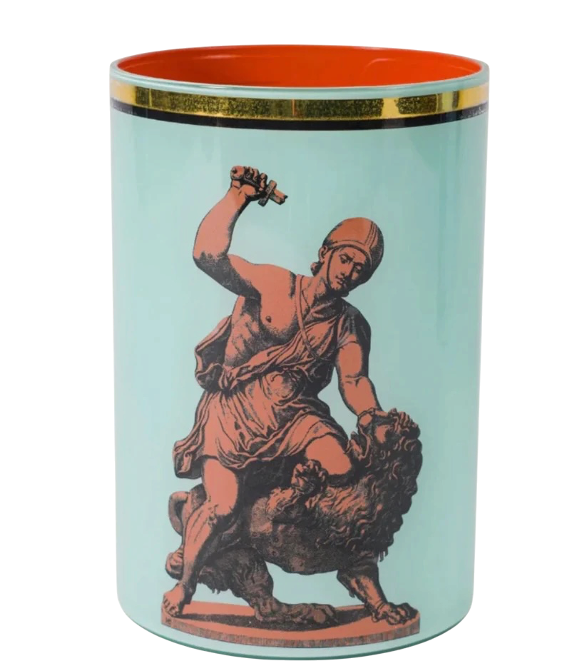 Roman Soldier & Lion Brush Pot