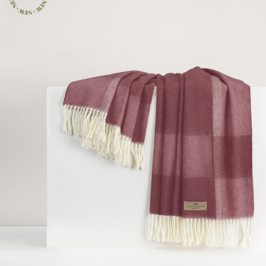 Cranberry Hampton Plaid Herringbone Throw
