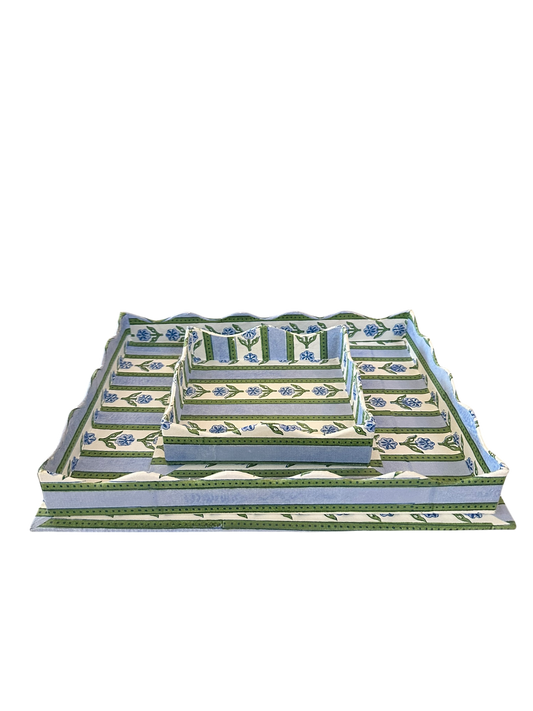 Cottage Garden Blockprint Tray Set