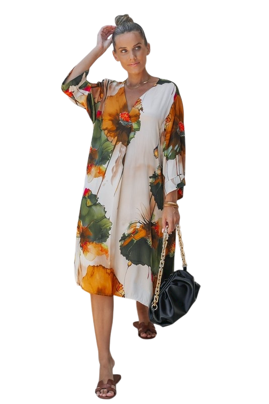 Painted Flower Shirt Dress