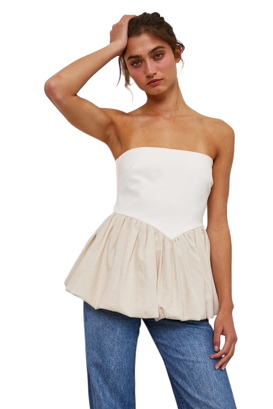 Contrast Tube Double Bubble Hem Top