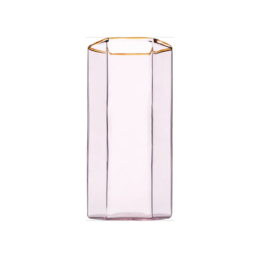 Hexagon Highball Pink / Amber - Set of 4