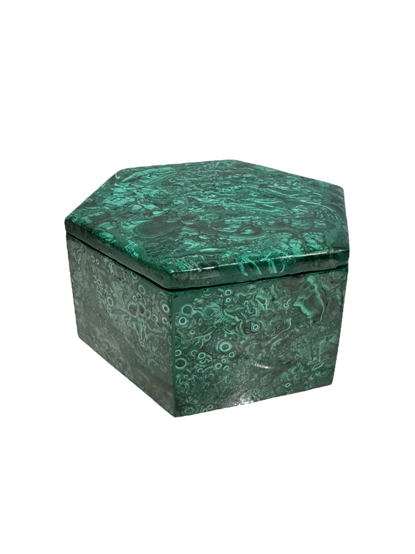 Hexagonal Malachite Box