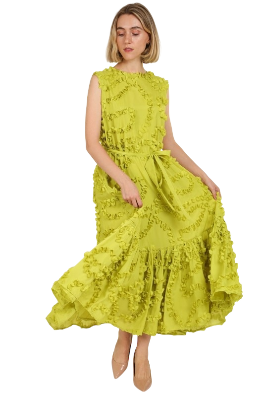 Ruffled Petal Maxi in Chartreuse