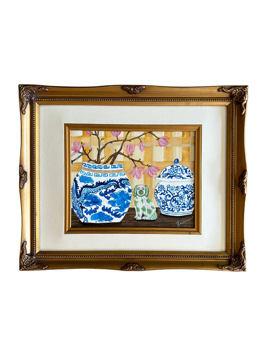 Jenn Leverett Art - Foo Dog & Chinoiserie Decoupage Still Life